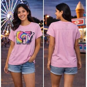 MTV Pink T Shirt Girls XL 14-16 Short Sleeve Graphic Tee NWOT